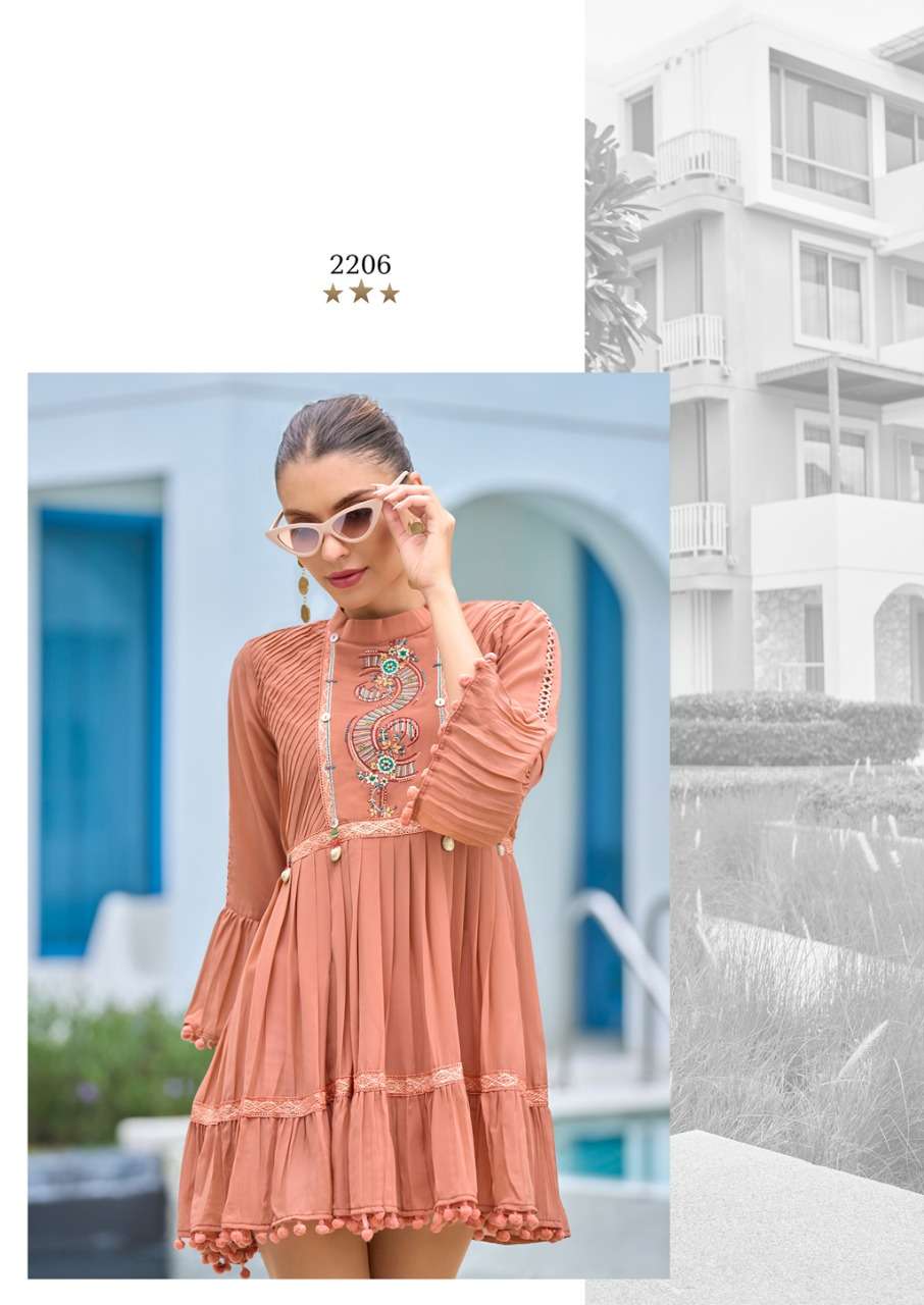 S3forever-tunic Vol 1-fabric-georgette-heavy Foxs-embroiderwork-kurti- Heavy-royal Crape-inner-2206-c